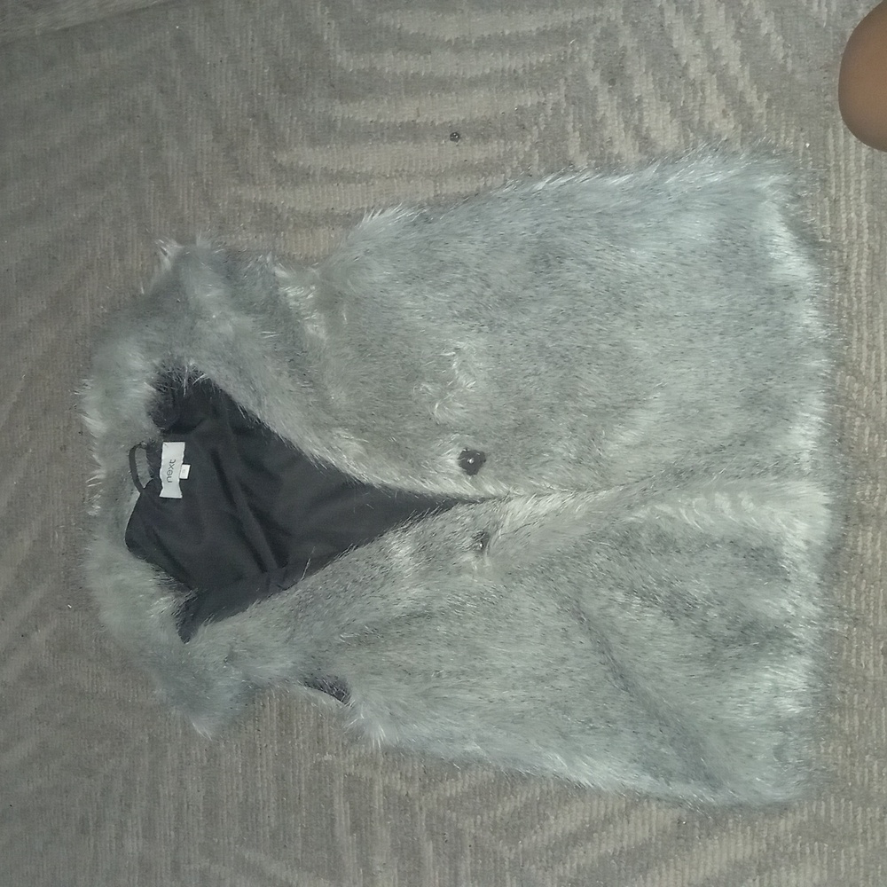 Next Women's Faux Fur Vest - Silver Gray